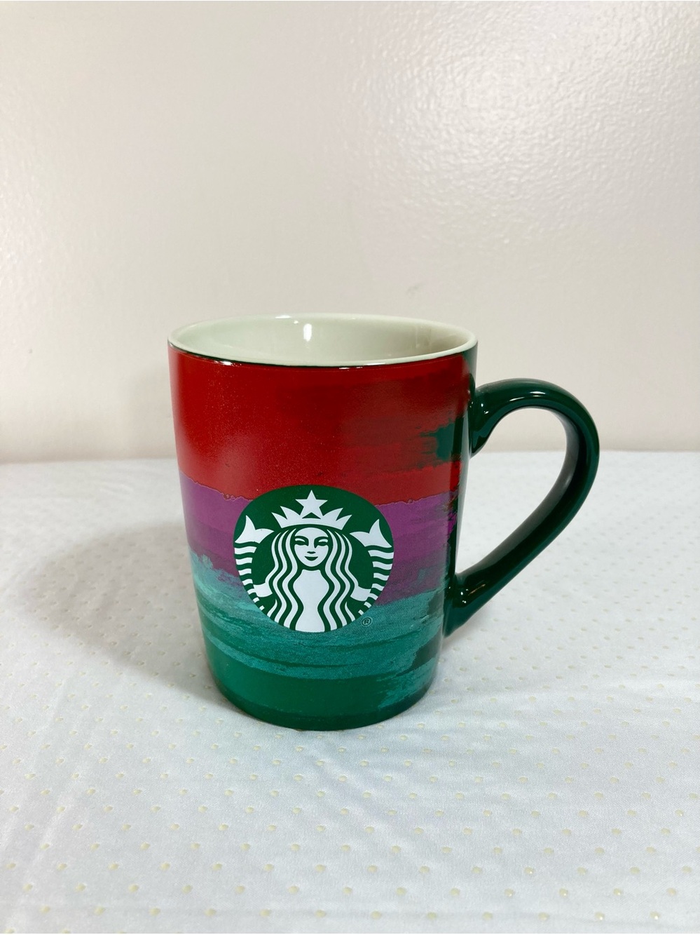 Starbucks 2021 10 oz Holiday Brushstroke Mug Green/Red/Purple